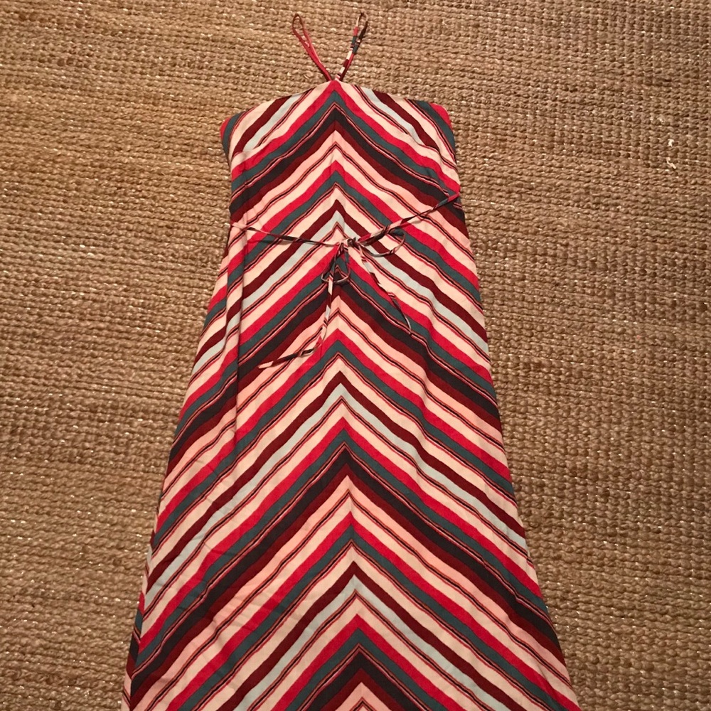 Ann Taylor LOFT Petite Chevron Halter Maxi Dress